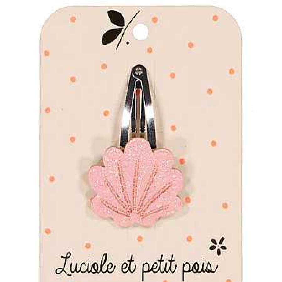 Poumpilata Barrette Coquillage Glitter Rose Luciole Et Petit Pois